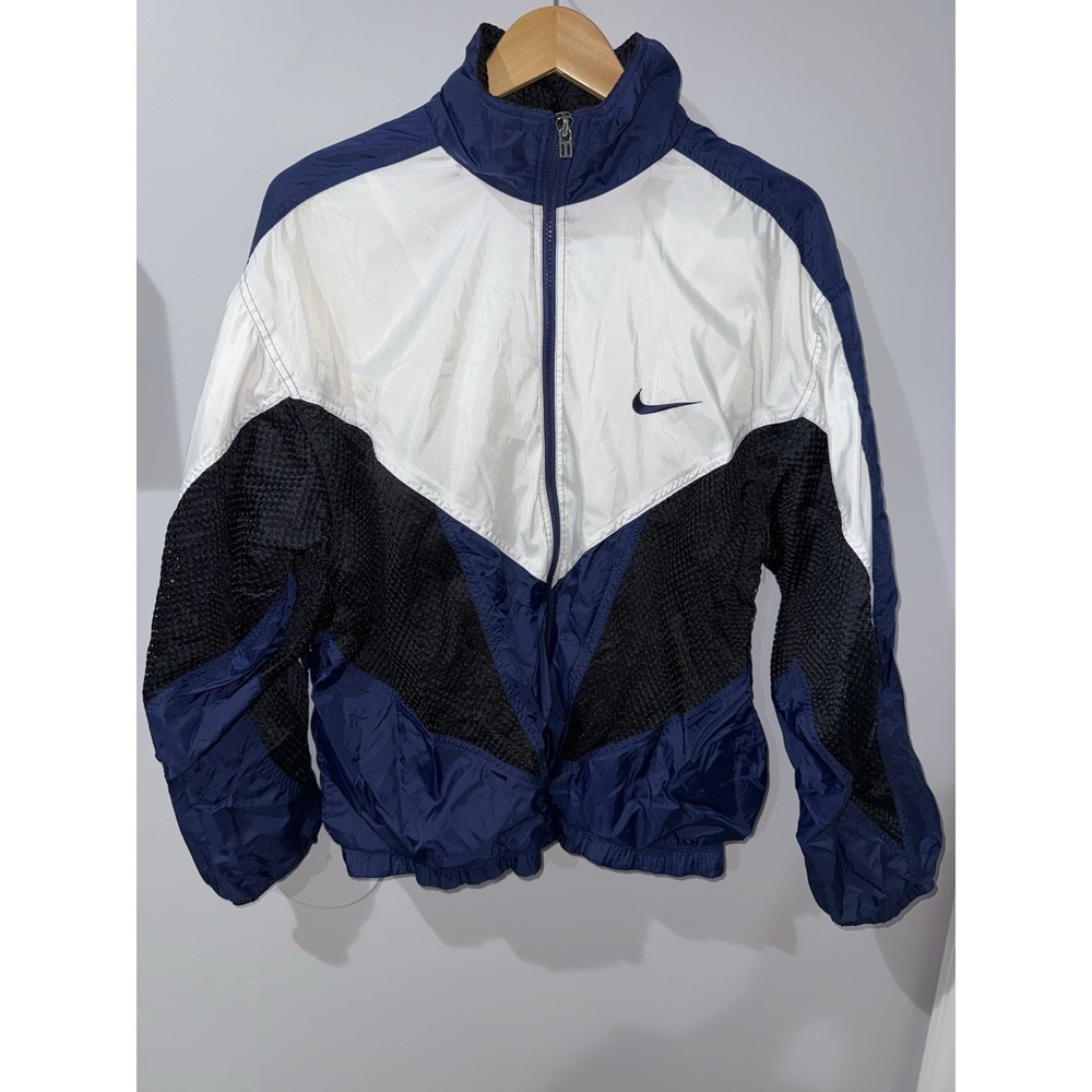 Vintage Nike Track Suit Jacket‎ Pants Blue White Black Mesh L 90s Y2K